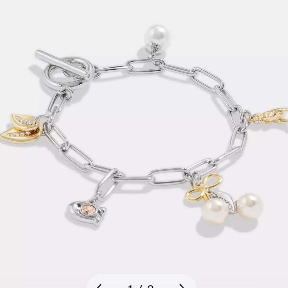 NWT Coach Signature Cherry Charm Bracelet with archival kisslock cherry charm
